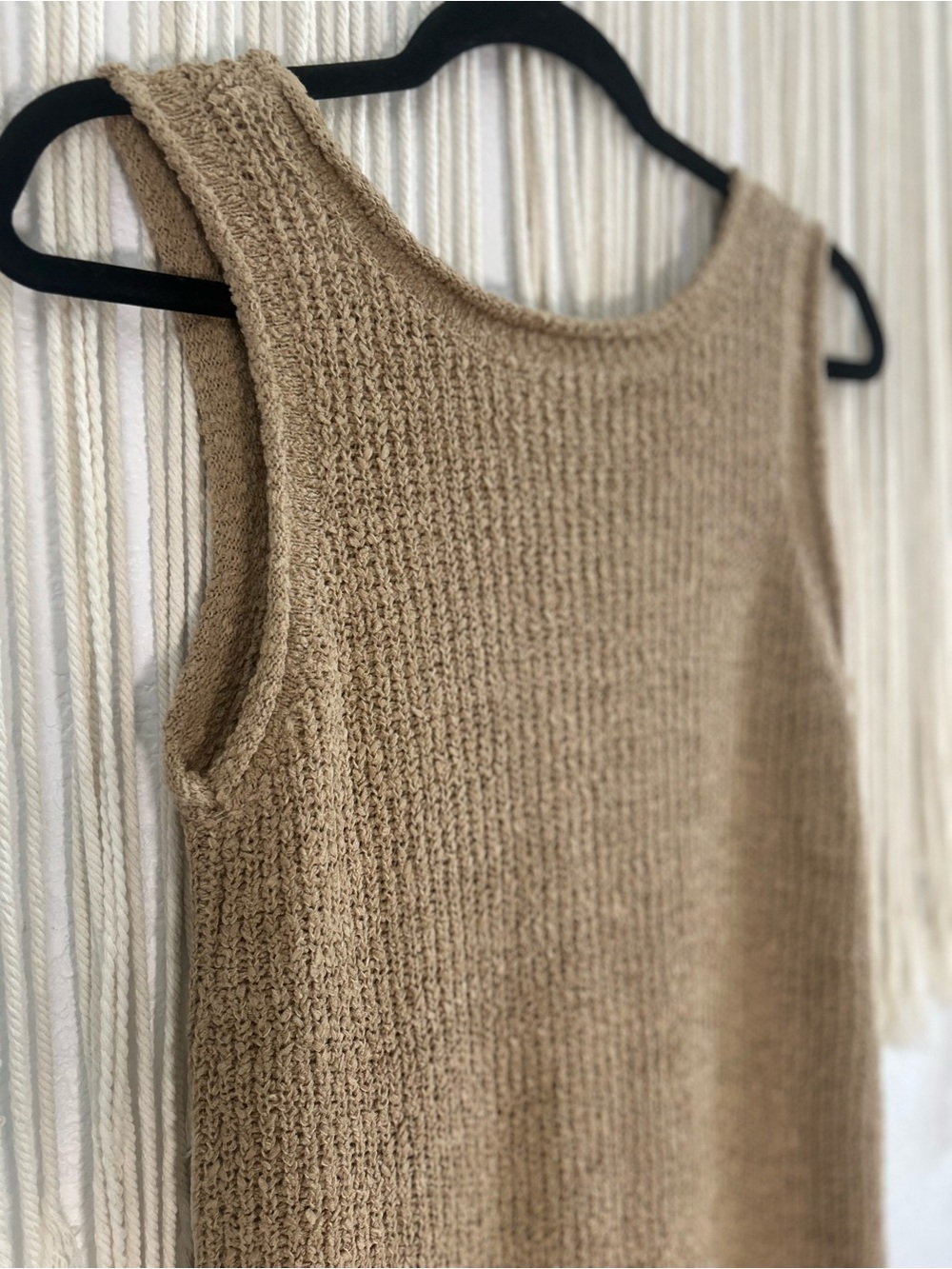 SELF CONTRAST Tan Knit Tank Midi Summer Dress - Picture 12 of 13